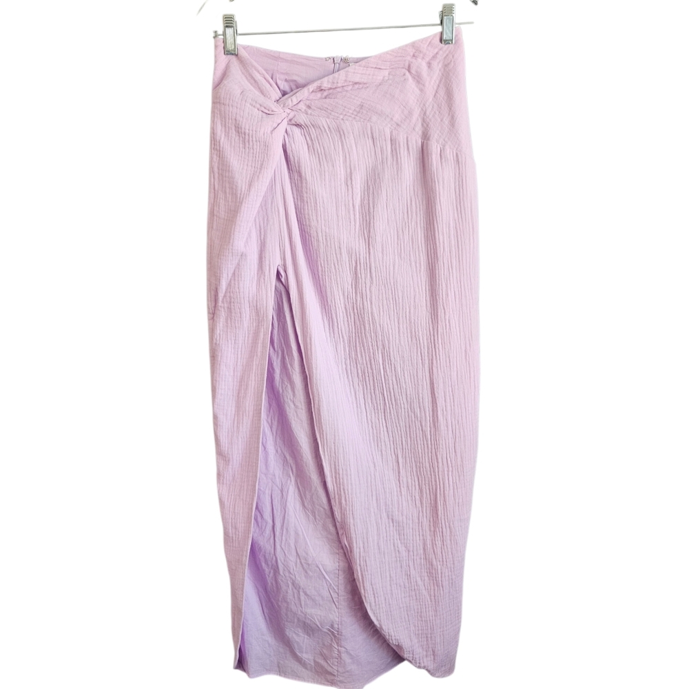 Anthropologie Mable Lavender‎ High Slit Twist Knot Front Pencil Skirt Sz Small